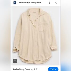 Aerie gauzy cover up. cream button up- party to pool top